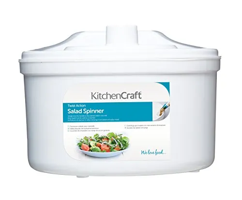KitchenCraft Salatschleuder mit Dressing-Hilfe, BPA-Freies Kunststoff, Medium, 22,5 cm