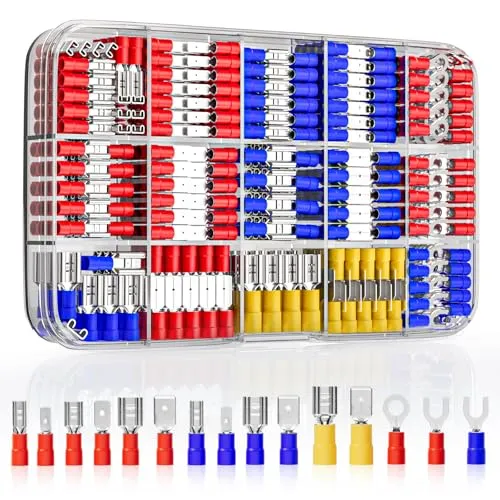 Produktbild GIZGA Kabelschuhe 368pcs Kabelschuh Set Flachsteckhülsen Sortiment 0.5-6.0mm² Elektrische Sortiment Flachstecker und Gabelkabelschuhe, Ringkabelschuhe