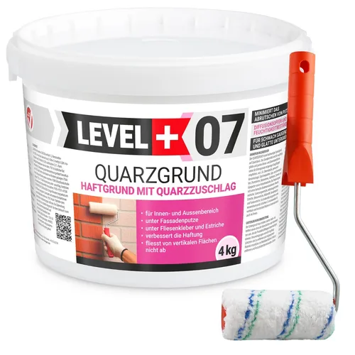 Quarzgrund Haftgrund 4Kg Weiß Frostbeständig +Streichroller 10cm Mikrofaser L+07