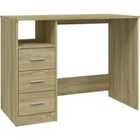 vidaXL Schreibtisch mit Schubladen Sonoma-Eiche 102x50x76 cm - Computermöbel mit elegantem Design und 3 Schubladen für optimalen Stauraum. Ideal für kleine Büros und Wohnungen, aus hochwertigem Holzwerkstoff für Langlebigkeit.