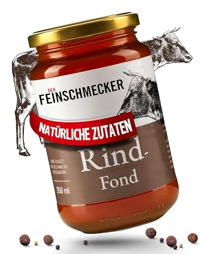 Der Feinschmecker 350ml Rinderfond aus natürlichen Zutaten I Würzige Basis für Suppen und Bratensaucen I Höchste Qualität ohne Geschmacksverstärker für natürliche Aromen bei Rindgerichten
