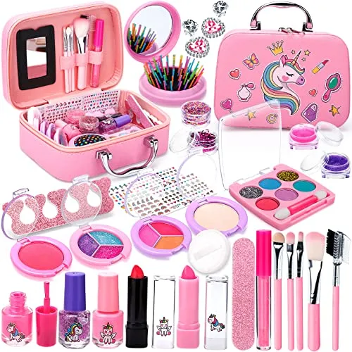 Purpledi 30PCS Kinderschminke Set Mädchen , Waschbar Make up Spielzeug für Kinder, Mädchen Schminke Makeup Set Rollenspiel Geschenk für 4 5 6 7 8 9 Jahre Weihnachts Geburtstags