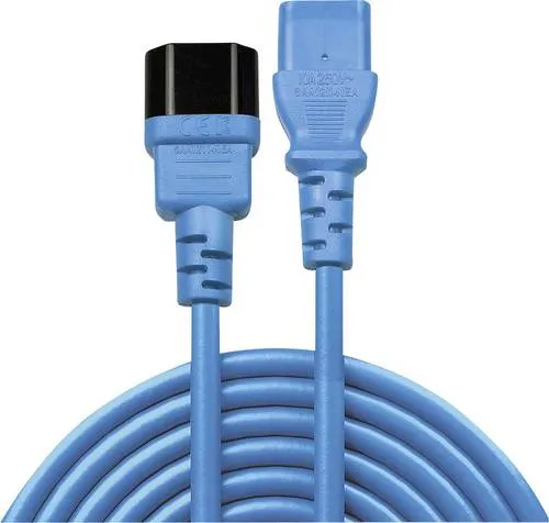 LINDY Strom Verlängerungskabel [1x Kaltgeräte-Stecker C14 - 1x Kaltgeräte-Buchse C13] 1.00m Blau