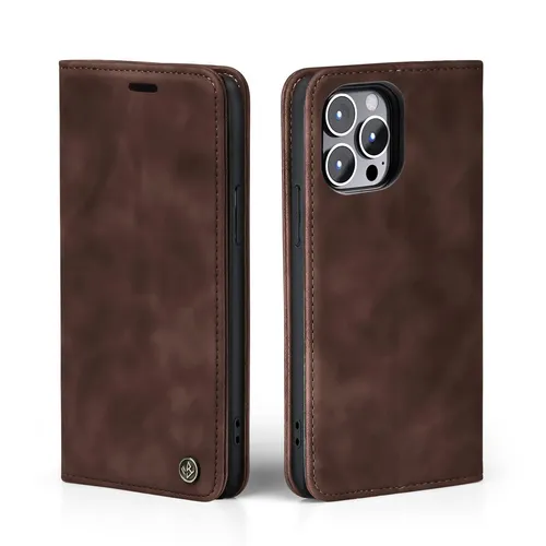 Handy Hülle für Apple iPhone 15 Pro Max Klapp Magnet Smartphone Cover Case Braun