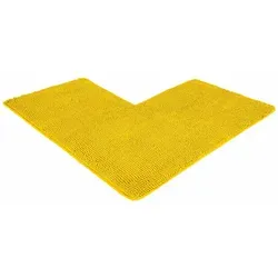 WohnDirect Eckbadematte Gelb, 100x100 cm - Badteppich aus Oeko-Tex® zertifizierter Mikrofaser, rutschhemmend für mehr Sicherheit und hygienisch waschbar bei 30 °C.