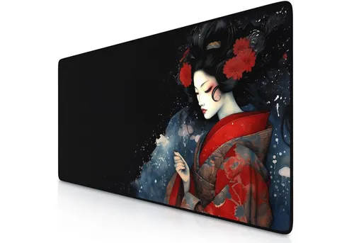 Titanwolf Gaming Mauspad XXL Speed Mousepad 900 x 400 x 3 mm, Schreibtischauflage, abwaschbar, rutschfeste Rückseite, Geschwindigkeit & Präzision, Geisha 2