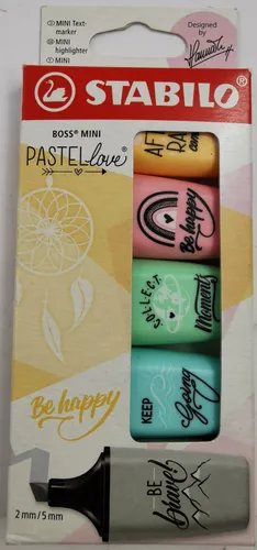 Textmarker BOSS MINI Pastellove- 5er Pack 5 Pastell-Farben STABILO #18.5 1053 A7