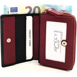 Jockey Club echt Leder Mini Geldbörse Portemonnaie mit RFID Schutz rot - Rot