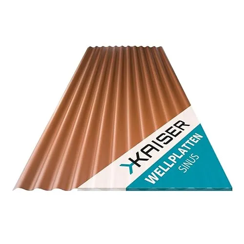 KAISER plastic® Wellplatten kupfer | Wellplatten Dach, Welldach Kunststoff | Dachplatten wetterfest | Überdachung | Sinus 76/18 – 90 x 83 cm | 1 Stk.