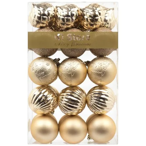 Busybee weihnachtskugeln 30 Stücke 6CM Ornamente für Weihnachtsbaum Champagner Christbaumkugeln Weihnachtsdekoration Kugeln Plastik Kunststoff