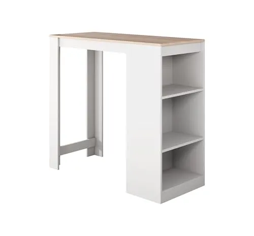 MB Muebles Bonitos Küchentisch Kyra mit Regal in Weiß und Sonoma