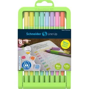 Schneider Fineliner Line-Up Pastell, 191088, 0,4mm, farbig sortiert, in Stiftebox, 8 Stück