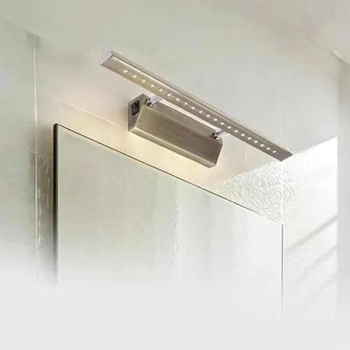 Licht-Erlebnisse LED Wandlampe Schalter - Spiegellampe für das Bad mit flexiblem Leuchtenkopf, ideal für blendfreies Licht beim Schminken und Rasieren. Stilvolles Design in Messing-Antik, perfekt für Badezimmer und Kunstwerke.