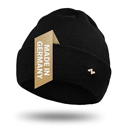 NYTTED® Merino Mütze für Herren & Damen | 100% Feinste Merinowolle | Warm, Weich & Strechy | Wollmütze, Wintermütze, Strickmütze | Schwarz