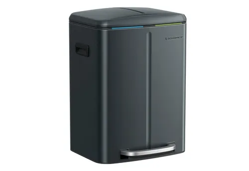 SONGMICS Mülleimer Abfalleimer 2 x 20 L - Eleganter Treteimer aus pulverbeschichtetem Stahl, ideal für mühelose Mülltrennung und mit einem praktischen Fußtrittmechanismus für Hände frei.