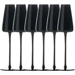 Intirilife 6x Champagner Glas Schwarz - 220 ml, modern und spülmaschinenfest - Elegantes 6er Set Champagnergläser aus stoßfestem Kristallglas, ideal für Sekt und Prosecco. Modernes Design in Schwarz, spülmaschinenfest für einfache Reinigung und stilvolles Trinkerlebnis.