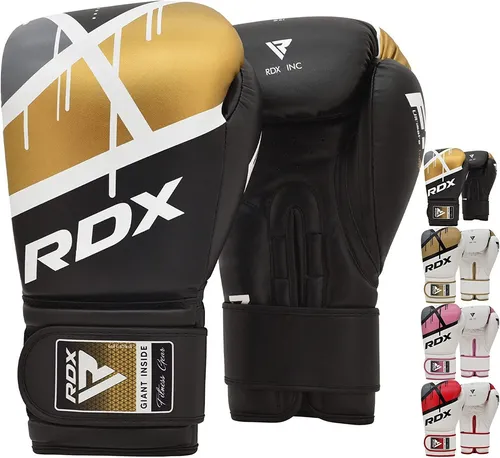 RDX-Sports Boxhandschuhe F7 Ego – Schwarz, 12oz, Trainingshandschuhe für Kinder & Erwachsene - Hochwertige Trainingshandschuhe aus robustem Kunstleder mit ausgezeichneter Polsterung für optimalen Schutz. Ideal für Boxen, Muay Thai und mehr. Mit praktischem Klettverschluss für sicheren Sitz.