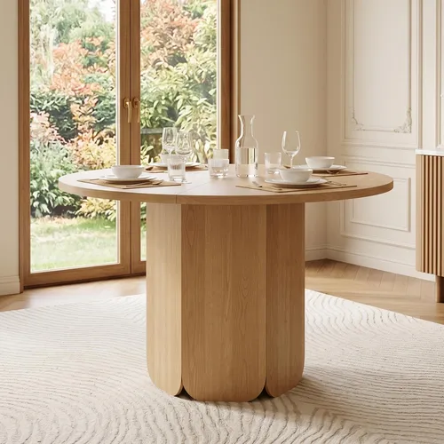 MODFU Runder Esstisch 120 cm für 4-6 Personen in Holzoptik