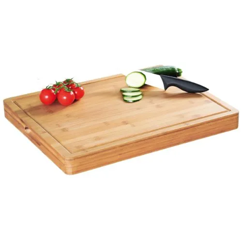 Kesper 55125 Tranchierbrett Bambus 50 x 40 x 5 cm - Hackbretter aus umweltfreundlichem Bambus, hohe Schnittfestigkeit und beidseitig verwendbar mit praktischer Saftrille und Griffmulden.