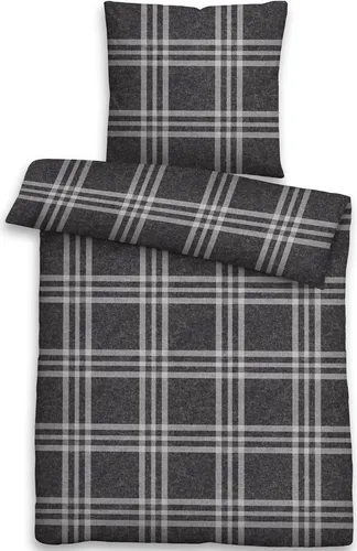 Biberna Flanell Bettwäsche 2-teilig grau - Bettwäsche aus 100% Baumwolle, besonders weich und warm, ideal für kalte Nächte. Mit Reißverschluss für einfachen Bezug und Pflege bei 60°C.