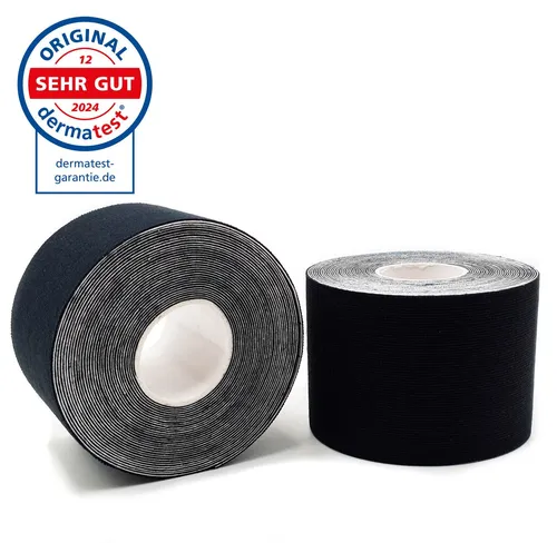 Axion Kinesiologie-Tape Kinesio-Tape - Wasserfestes Tape in schwarz je 500 x 5 cm (Set, 2-St) selbstklebend, hautfreundlich