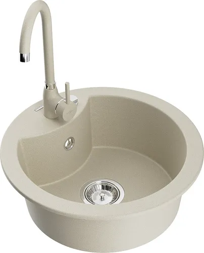 Mexen Diego Granitspüle Beige mit Telma Mischbatterie