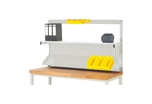 STIER Werkbankaufbau BxH 1500x900mm - Rückbrett für STIER Werkbänke, bietet eine flexible Lochplatte und neigbare Metallablage für optimale Werkzeugorganisation und maximale Belastbarkeit.