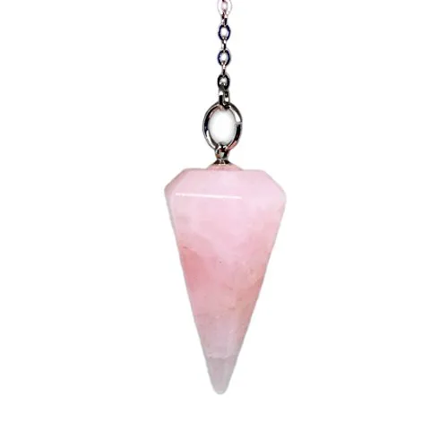 Polar Jade Kristall-Pendel aus natürlichem Rosenquarz-Edelstein für Wünschelruten-Wahrsager-Chakra Reiki. Spitz mit Kette und Schmuckbeutel, Hexerei-Zubehör