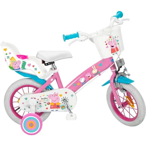 Peppa Pig Kinderfahrrad 12 Zoll mit Stützrädern - Puppen-Fahrräder für 3-5 Jahre, hochwertig verarbeitet und mit praktischem Korb sowie Puppensitz – das perfekte Geschenk für kleine Peppa Pig Fans!