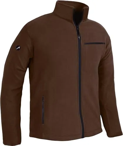 ACE Fleecejacke - warme und leichte Outdoor-Jacke aus Fleece für Herren - mit Reißverschluss und drei Taschen - Braun - S