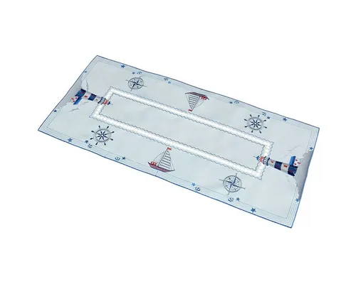 matches21 HOME & HOBBY Tischdecke Tischläufer VERENA Maritime Stickerei aus Polyester blau 40 x 90 cm (1-tlg), Pflegeleicht & waschbar bei 30 °C