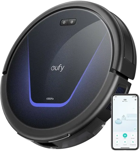 eufy G50 Saugroboter - 4.000Pa Saugkraft & Dynamische Navigation - Roboterstaubsauger mit 4.000Pa Saugkraft und selbstreinigender Rollbürste, ideal für Tierhaare auf Hartböden, leise und einfach via App steuerbar.