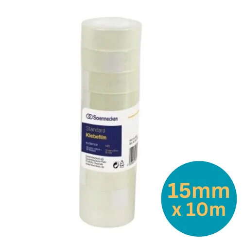 10x Soennecken Klebefilm Klebeband Klebetape transparent 15mm x 10m Nr. 5843