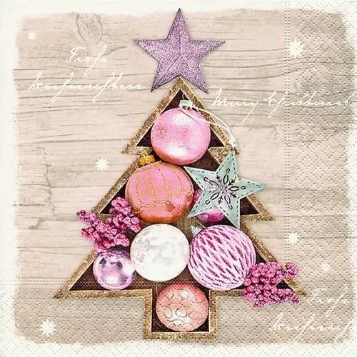 Servietten Framed Baubles 33x33cm 20