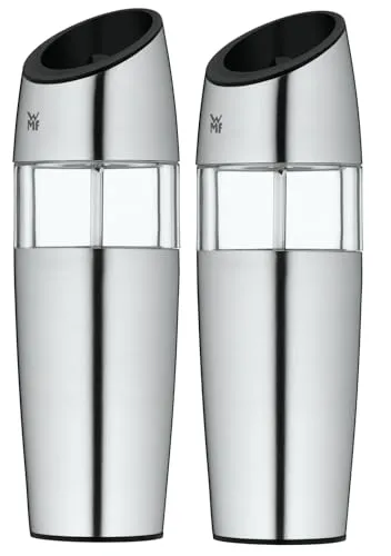 WMF Elektrische Kippmühle Set 2-teilig - 20 cm Salz- und Pfeffermühle, automatisches Mahlwerk und stufenlose Mahlstärke für perfekten Genuss
