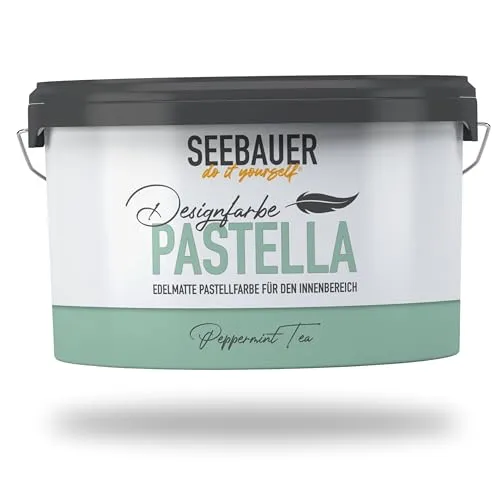 SEEBAUER diy Pastellfarbe PASTELLA Grün 2,5L - Edelmatte Innenfarbe für kreative Raumgestaltungen - Hochwertige Pastellfarbe in sanftem Grün mit sehr hoher Deckkraft. Ideal für große Flächen, abwaschbar und pflegeleicht. Perfekt für ein schönes Raumklima und einfache Anwendung in allen Innenräumen.