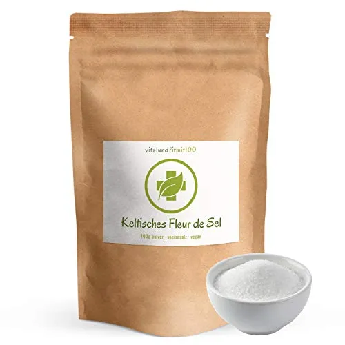 Keltisches Fleur de Sel - 100 g handgeschöpftes Gourmet-Salz - Tafelsalz: Handverlesenes Fleur de Sel aus der Bretagne, absolut naturbelassen und ideal zum Verfeinern von Fisch, Gemüse und Steaks.