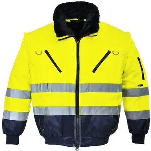 Portwest Hi-Vis Pilotenjacke PJ50, gelb-marine, Größe S - Wasserabweisende 3-in-1 Winter-Warnschutzjacke mit abnehmbaren Ärmeln und Webpelzkragen für optimale Sichtbarkeit und Flexibilität, ideal für Arbeitseinsätze im Freien.