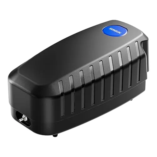 SunSun CAP-10 Sauerstoffpumpe 4 W, Luftpumpe für 3 m³ Aquarium und Gartenteich, Teichbelüfter 5 l/min mit 4 Luftausgängen, Belüftungspumpe mit Luftstein und Rückschlagventil