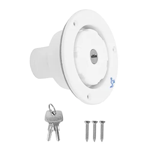 Tankdeckel 85mm RV Wassertankdeckel mit Feder und Dichtungsring Universal Frischwassereinlass mit 2 Schlüsseln Auslaufsicherer Wasser Wasserdeckel für Wohnwagen Wohnmobil Boot Auto(Weiß)