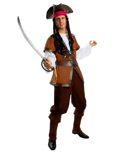 Metamorph Piraten-Kostüm Verfluchter Karibik Pirat Kostüm für Männer, Captain Jack macht sich bereit zum Entern