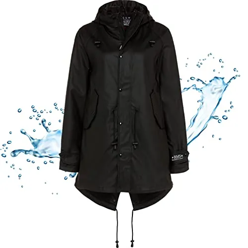BMS Regenjacke Schwarz Größe 34 - Stylische Regenjacke aus 100% Baumwolle, ideal für wechselhaftes Wetter. Schützt zuverlässig und bietet hohen Tragekomfort.