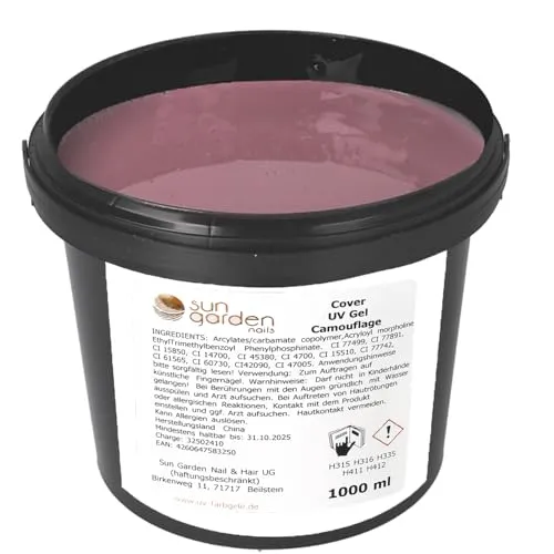 UV Cover Gel 1000 ml – Perfektes Aufbaugel für Gelnägel - Gellack für Nailart, mit perfekter Deckkraft und selbstglättender Konsistenz für einen trendigen Nude-Look. Ideal für Anfänger und Profis, schnelle Aushärtung in nur 60 Sekunden.