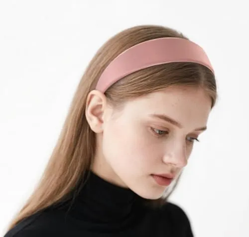 axy Breiter Haarreif mit Satin bezogen Damen Haarband Vintage Klassik-Look Hairband Stirnband HRK1 (Altrosa)