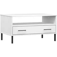 vidaXL Couchtisch OSLO mit Metallbeinen Weiß 85x50x45 cm