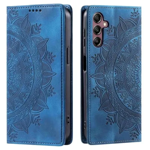 CoverKingz Handyhülle kompatibel mit Samsung Galaxy A56 - Handytasche mit Kartenfach Klapphülle Cover - Handy Hülle klappbar Motiv Mandala Blau