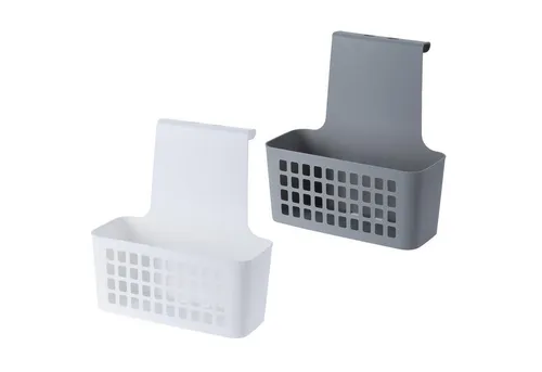 HAC24 Aufbewahrungskorb Hängekorb Aufbewahrungskorb Bad Küche Aufbewahrung Einhängekorb (2 St), Weiß und Grau Kunststoff 24 x 10 x 25 cm