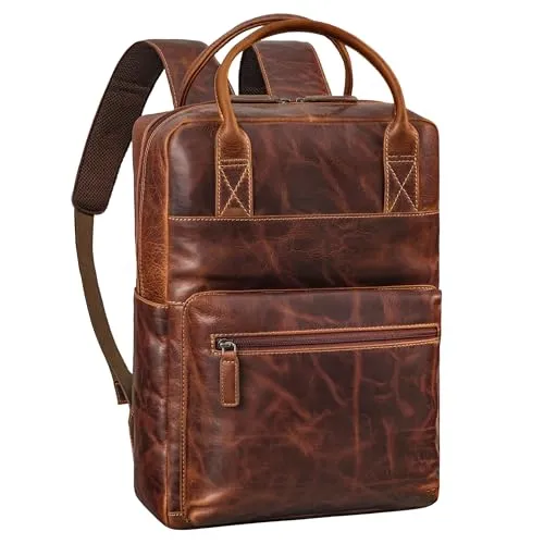 STILORD 'Topaz' Moderner Lederrucksack für 16 Zoll Laptops - Eleganter Lederrucksack im Vintage Design für Damen und Herren. Ideal für Büro, Reisen und Alltag – mit Platz für 16 Zoll Laptops und DIN A4 Dokumente. Hergestellt aus hochwertigem Echtleder, kombiniert Stil und Funktionalität.