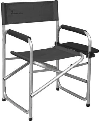 ISABELLA Regiestuhl mit Seitentisch dunkelgrau - Camping-Möbel mit abnehmbarem Seitentisch, belastbar bis 5 kg. Ideal für Reisen dank leichtem Design und klappbarem Format.