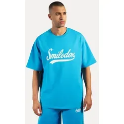 Smilodox T-Shirt Lorik, Locker geschnittenes Oversize Shirt mit Retro Frontprint bequemer Rundhalsausschnitt weiches Material moderner Streetwear Look blau XL